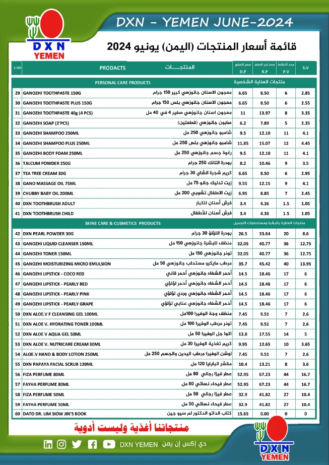 اسعار منتجات dxn اليمن 2024